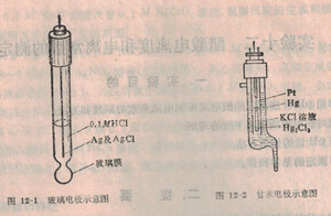 玻璃電極和甘汞電極示意圖