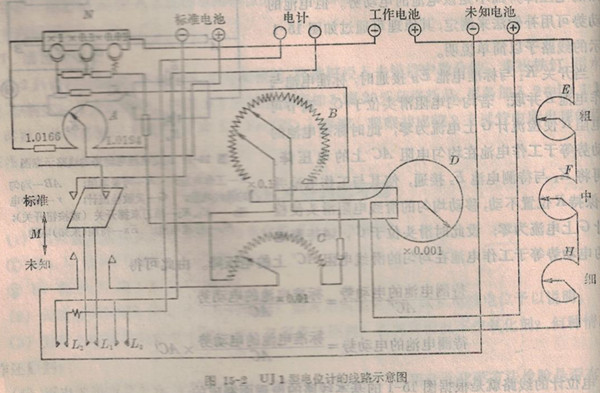 UJ1型電位計(jì)的線路圖