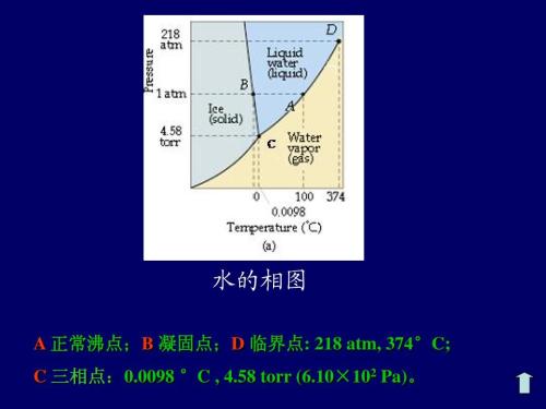 水溶液的沸點上升和凝固點下降示意圖